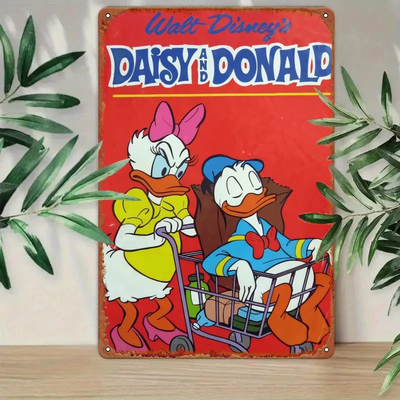 مسطح ثنائي الأبعاد، قطعة واحدة من الحديد المعلق على الحائط مقاس 8 × 12 بوصة، ديزني "ميكي ماوس ودونالد داك" موضوع كلاسيكي عتيق، مناسب للكنيسة والمدرسة #5