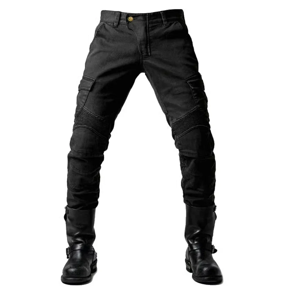 New Motorcycle Black Men Fashion Pants Upgrade Extension Protector Detachable Racing Road Rider Four Seasons Casual Jeans