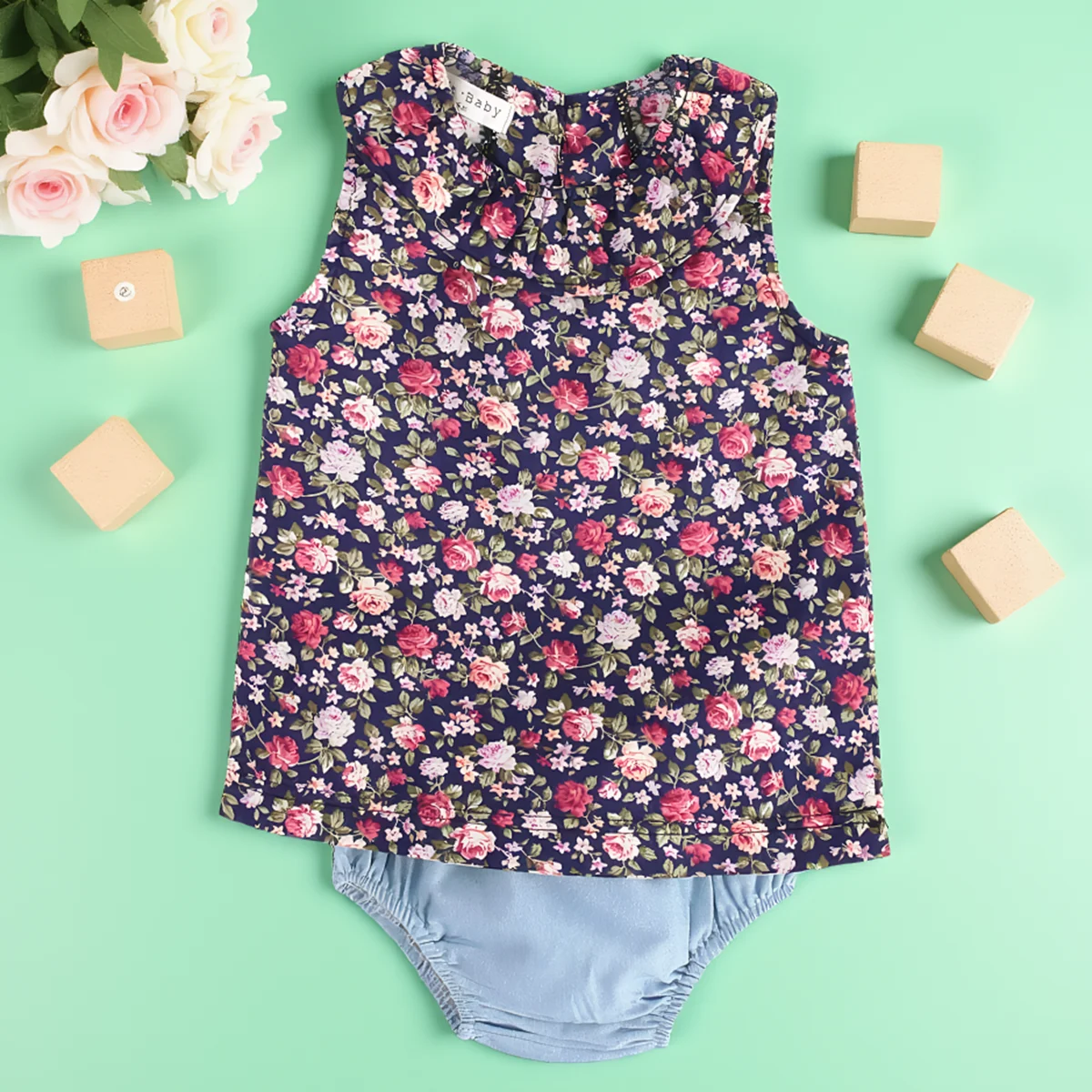 Prinzessinnen-Babykleidung-Sets für Mädchen, Sommer, süße Baumwoll-Babykleidung-Sets, 2-teilig, mit Blumenmuster