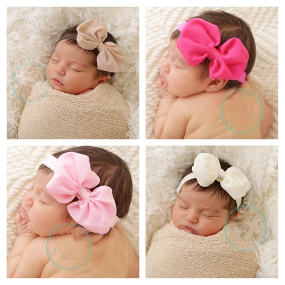 1PCS Soft Chiffon Bow Baby Girls Headband Artificial Hair Bows Elastic Knot Infant Newborn Headwear Children Kids Accessories