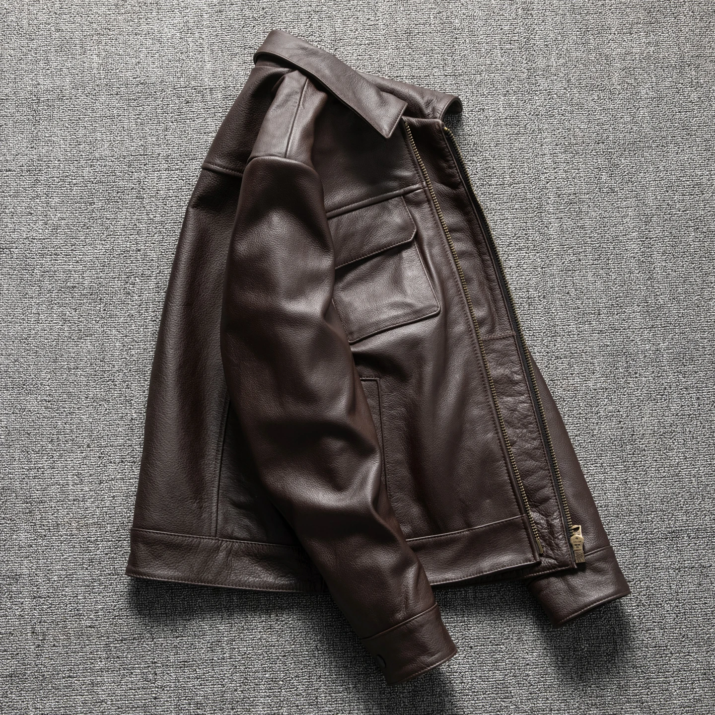 2025 dunkelbraune Herbst-Lederjacke für Herren, intelligenter lässiger Stil, Übergröße 5XL, echtes natürliches Rindsleder, Umlegekragen-Mantel