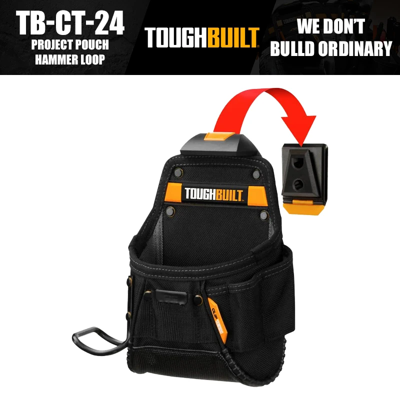 ToughBuilt TB-CT-24 Small Woodworking Projects Quick Hang Tool Pouch Hammer Ring Belt Buckle Set