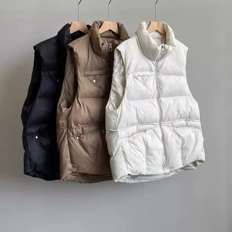 

plus Size 300 Pou Korean Sle Loose Fit Stand Collar Svel Vest Outerwear Women Versatile Trendy Winter Faion