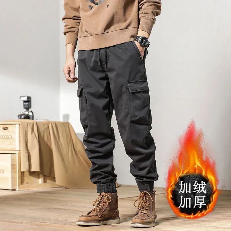 الشتاء الرجال سميكة الصوف البضائع السراويل وظيفية عداء ببطء السراويل عبر الحدود القطن سميكة عارضة السراويل