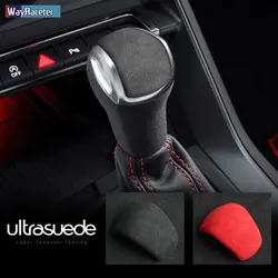 Ultrasuede Top zamszu oklejanie samochodów ABS gałka zmiany biegów naklejki klosz do Audi Q3 2019 2020 2021 2022 F3 RSQ3 Sportback