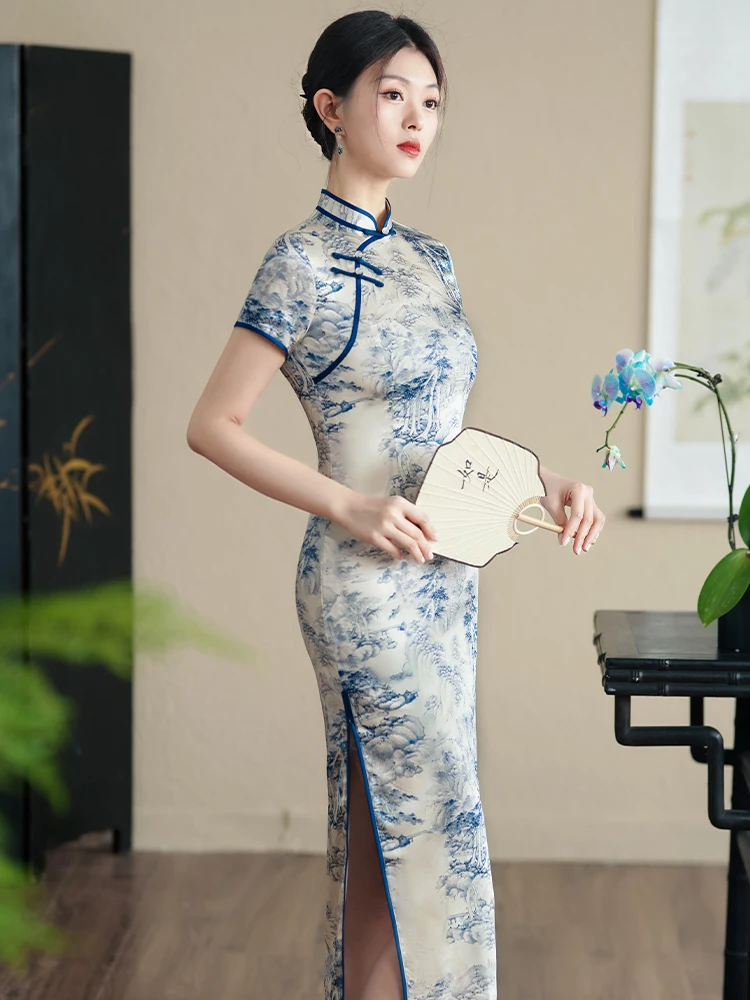 

Элегантная женская блузка из шелкового атласа Ele Young Sle для повседневной носки, премиум-класса, с эффектом стройности, с низким разрезом, коротким рукавом и цветочным узором