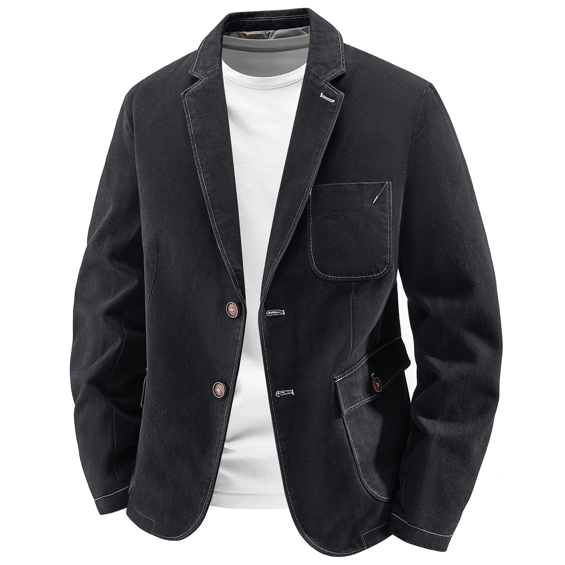 Slim Fit Men's Denim Jacket Handsome Washed Small Suit Business Casual Spring Autumn Jacket for Middle-Aged And Young