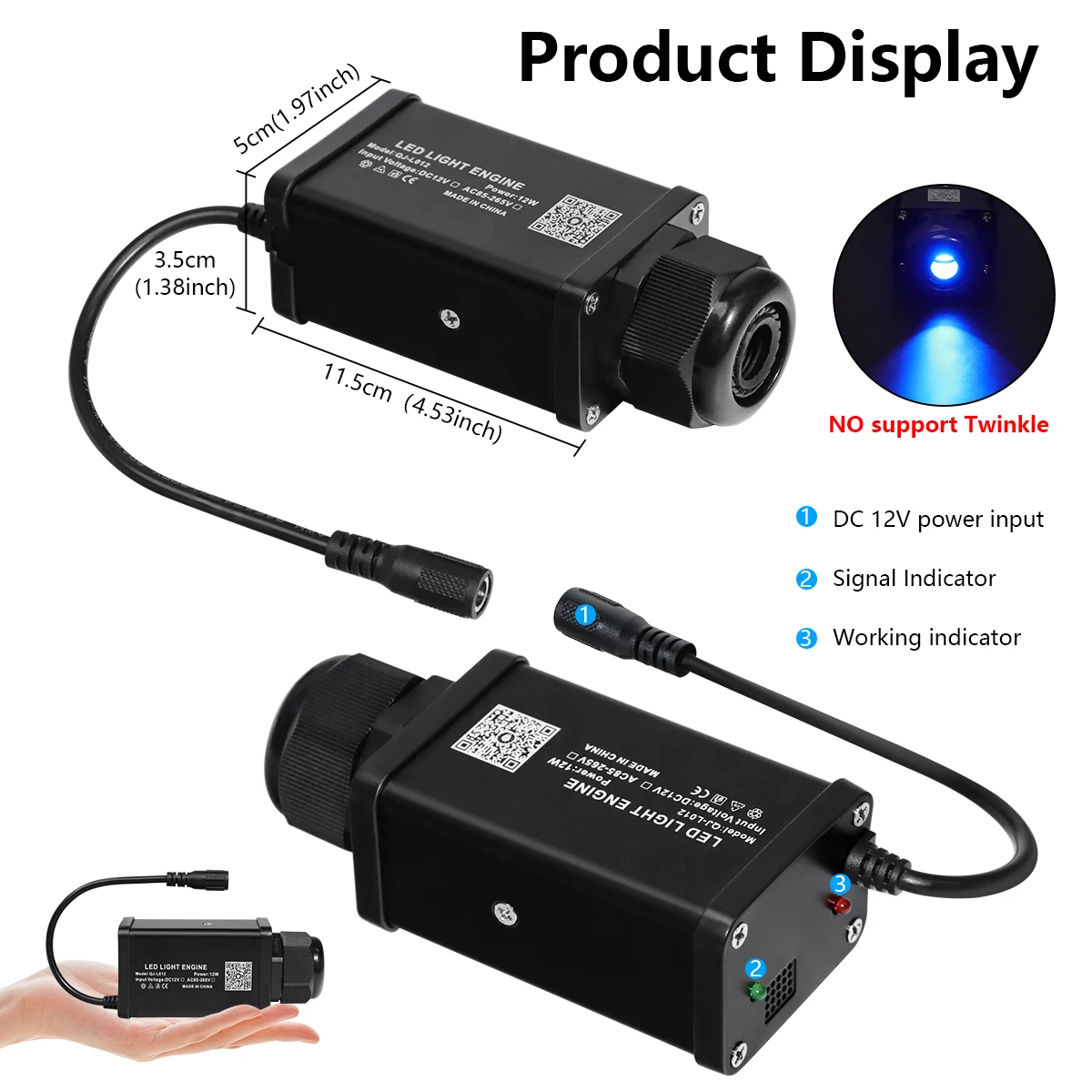 12W RGB Star Ceiling Light Fiber Optic Atmosphere Lamp Sound Activated with Music Remote App Control for Car Decorative Light