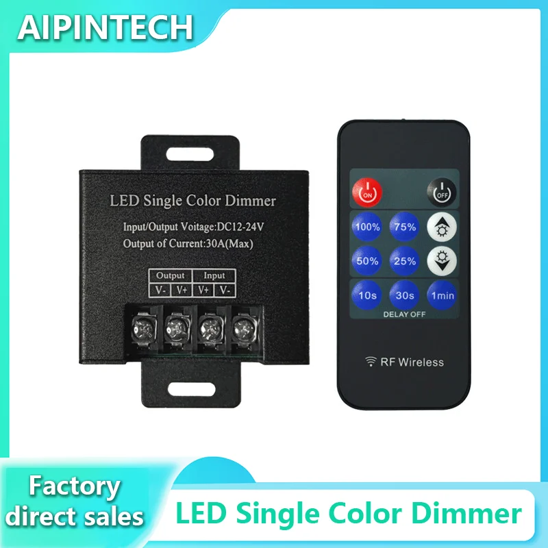 LED monochrome controller black aluminum case dimmer 11 key RF dimmer black thin remote control