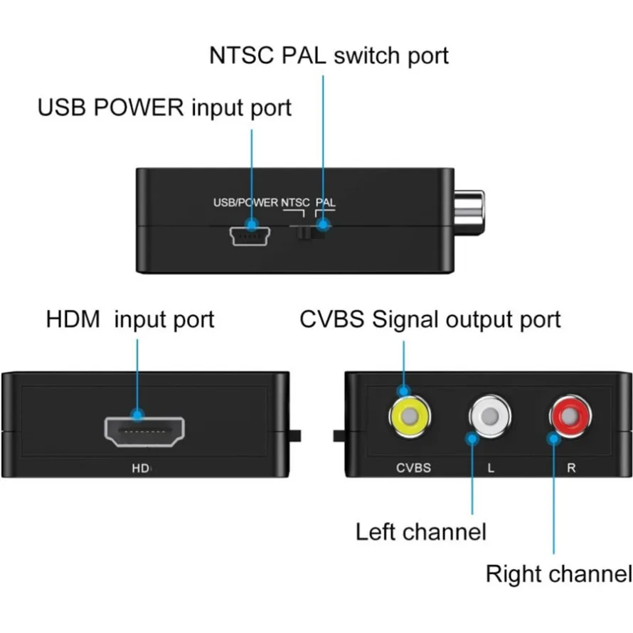 HDMI-متوافق مع AV RCA محول محول HD 1080P RCA AV CVSB LR فيديو مركب AV قشارة محول للكمبيوتر HDTV العارض