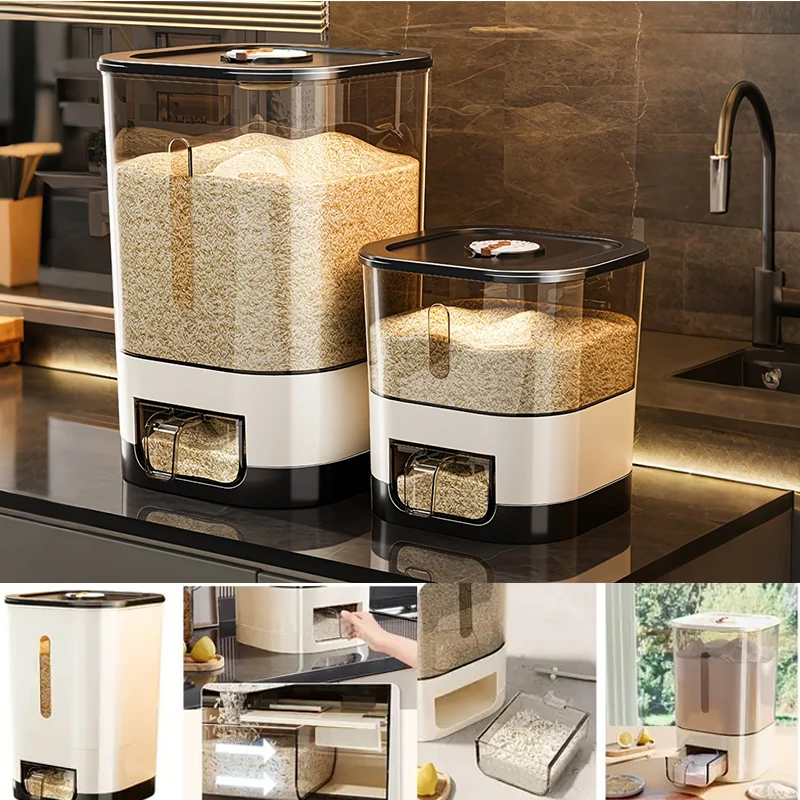 

2026 1pc Large Capacity with Cup Moisture-proof and Sealed Rice Storage Container,Pet Cat and Dog Food Storage Container 쌀통 수납통