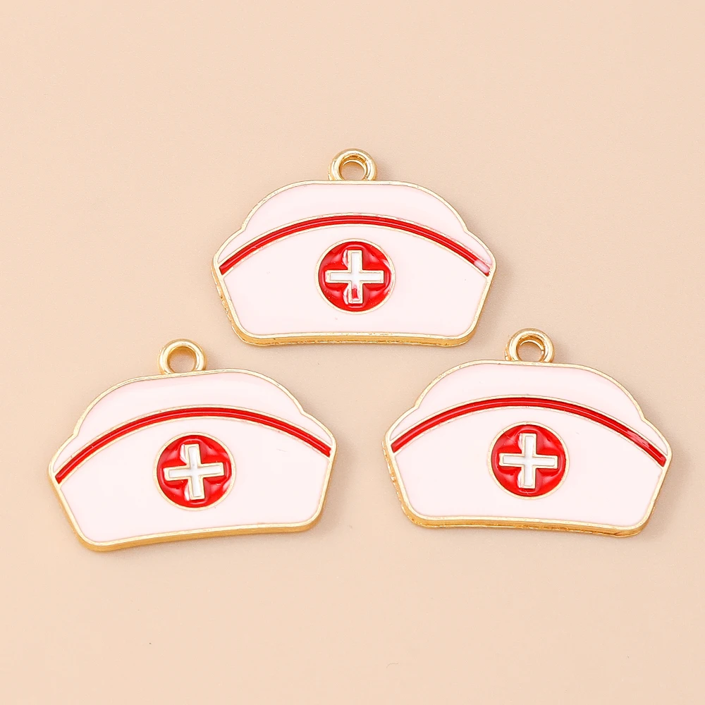 Leslie 10 Stück Emaille Medizinische Stethoskop Spritze Krankenschwester Hut Anhänger für Armband DIY Ärzte Charms Schmuckherstellung – Detail 22