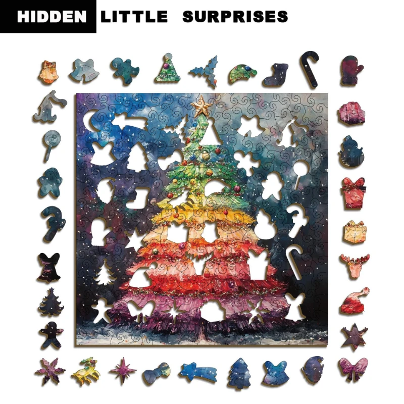 

Christmas Tree Woden Puzzle Special-shaped Toy Decompression Puzzle Educational Toys Jigsaw Puzzle Toys for Holiday Gifts