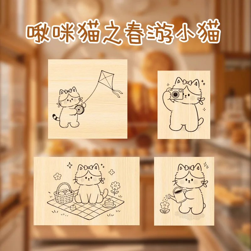 [New Arrival] Spring Outing Kittens Wooden Stamps — 