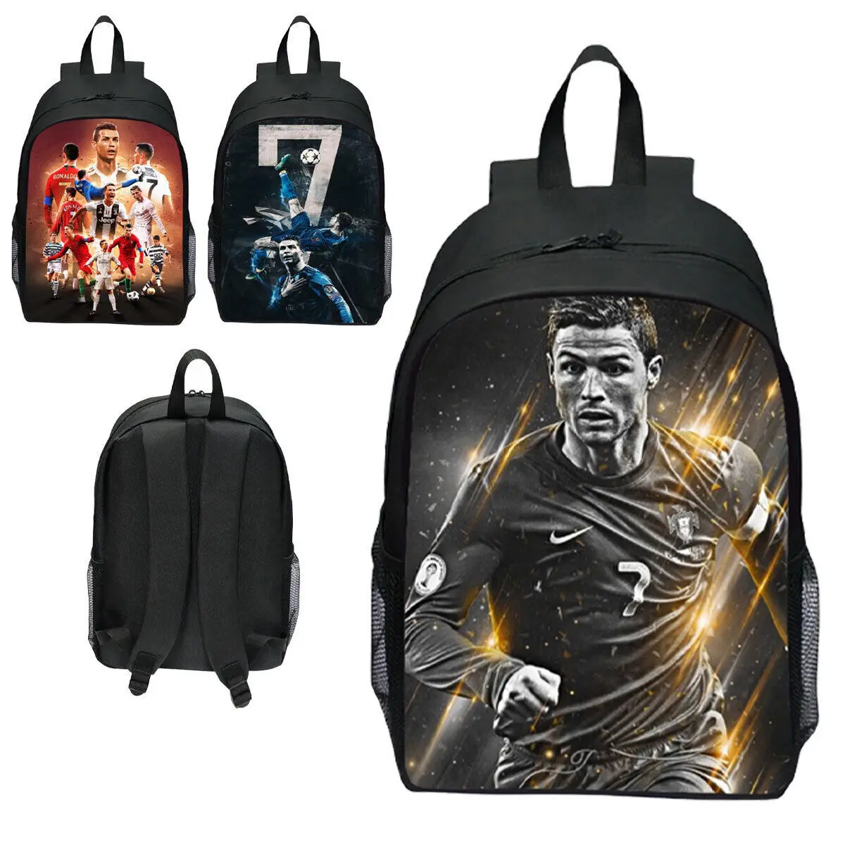 New CR7 Ronaldo Backpack Student School Travel Shoulders Bag Rucack Gift~