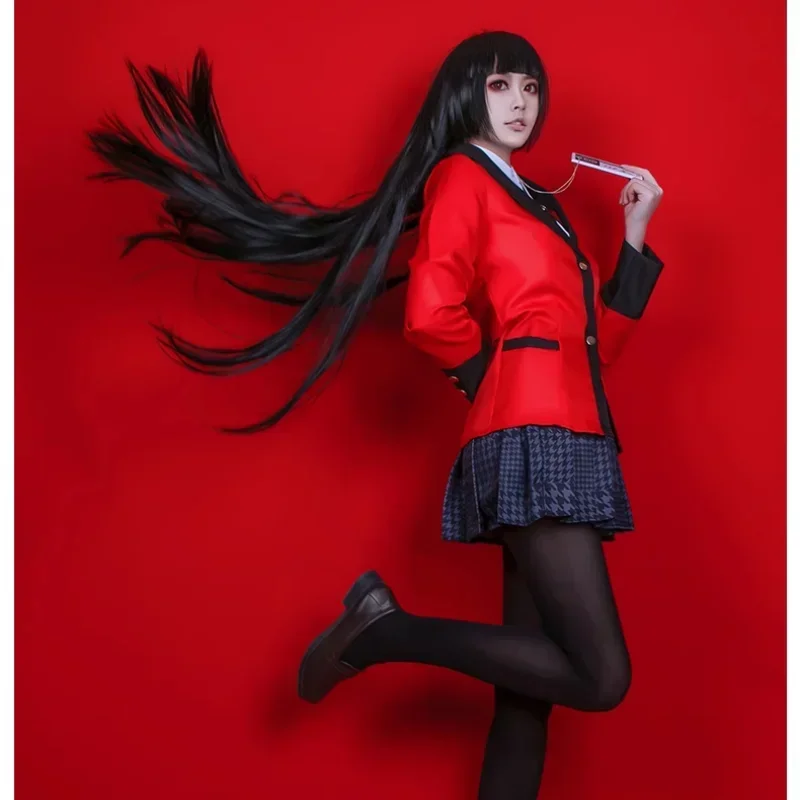 Kakegurui Jabami Yumeko Cosplay Costume Halloween Sayaka Compulsive Gambler Anime Girl Pleated Skirt Uniform Full Set