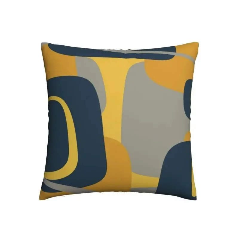 45*45cm Navy Blue Mustard Yellow Square Pillowcase Cushion Cover Creative Polyester Pillowcase