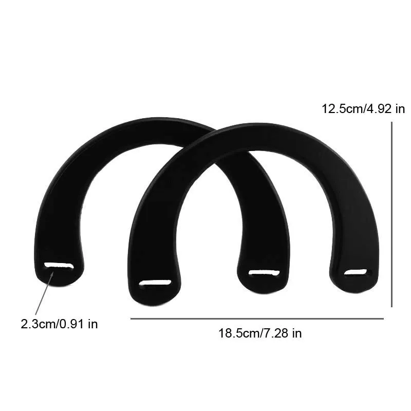 2PCS Black Thick Wood Arched Handle U-shaped Wooden Wallet Decorative Handle Replacement Suitable for Handbag DIY Handicrafts