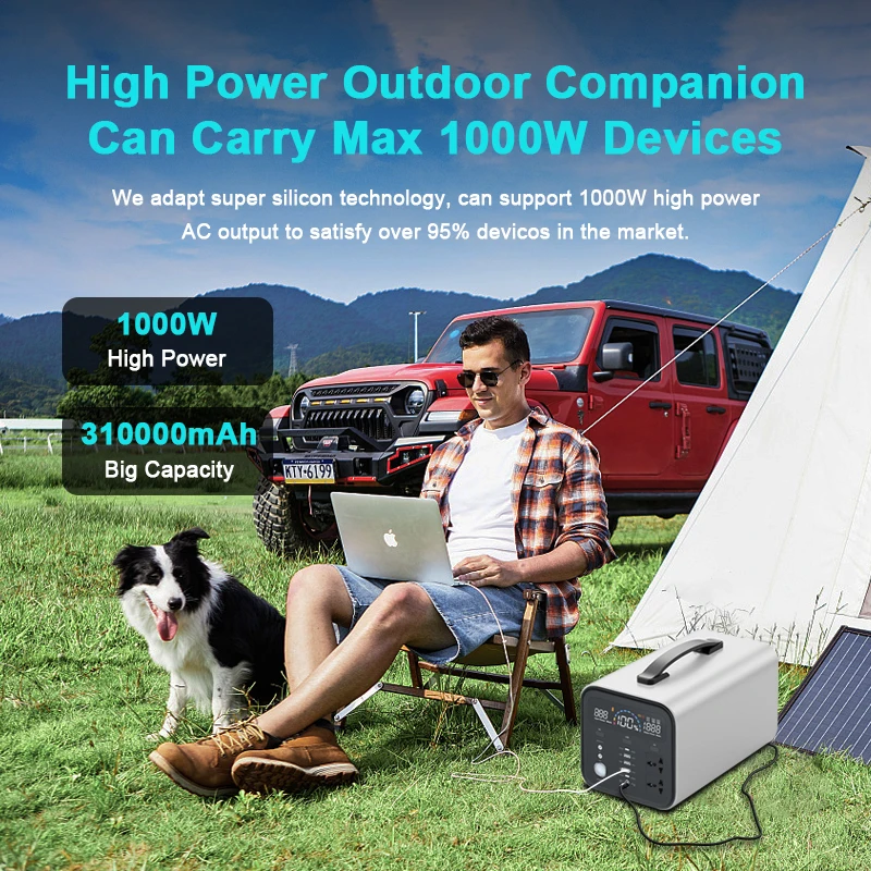 100W 992WH مولد الطاقة الشمسية المحمولة 310000 محطة طاقة mAh Lifepo4 سعة البطارية 1200 وات ETFE لوحة طاقة شمسية للطوارئ RV خارجية