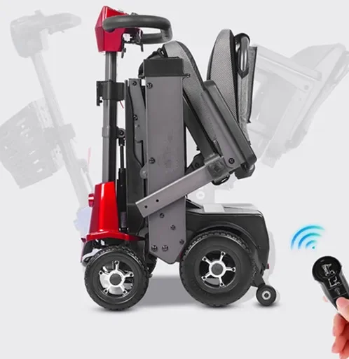 High Quality Automatic Folded 4-Wheel Handicap Mobility Electric Scooter with Remote Controller Walker & Rollator