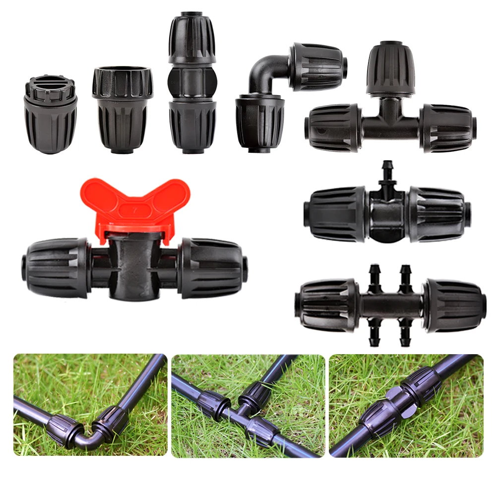 

Drip Irrigation PE Tubing Barb Connecters Tee Elbow End Plug ​Joints 1/2 inch Tubing to 1/4 inch Irrigation Fitting