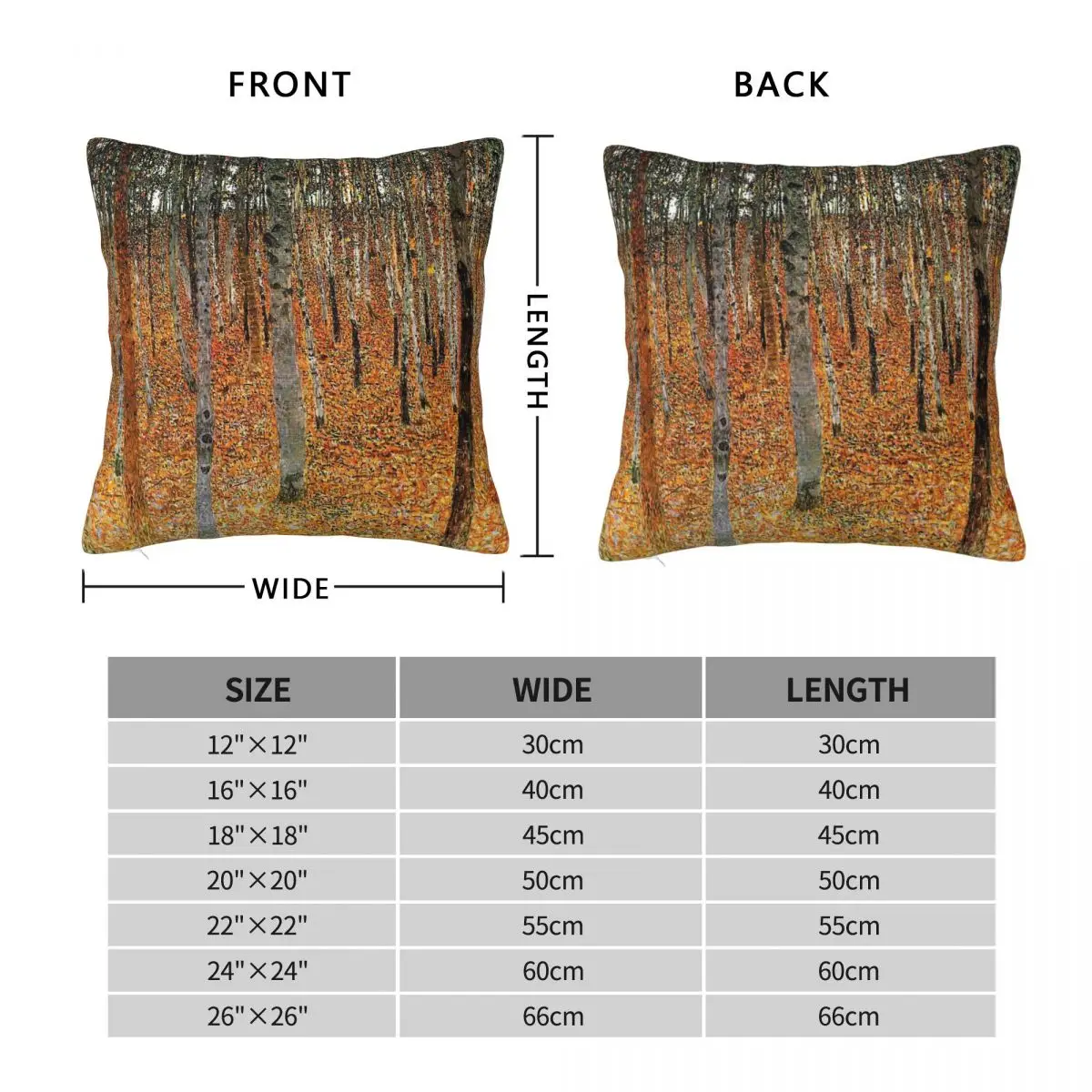 Gustav Klimt Beech Forest Square Pillowcase Polyester Linen Velvet Printed Zip Decorative Car Cushion Cover 18