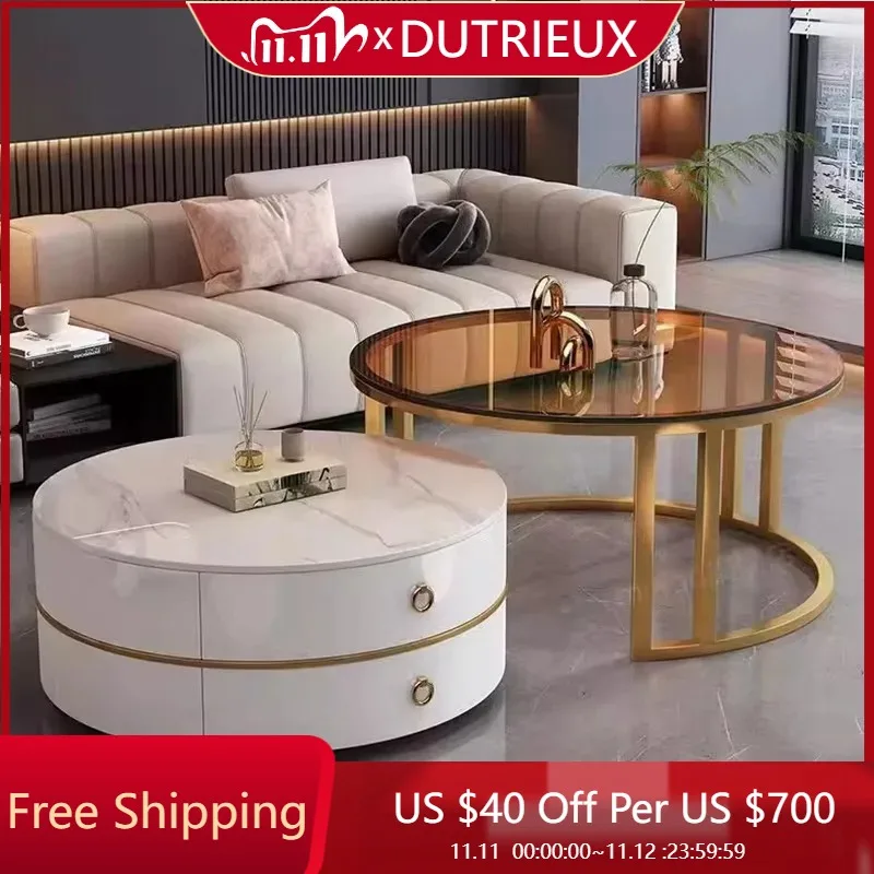 

Cheap Nordic Coffee Tables Round Simple Luxury Metal Large Size Salon Coffee Tables Design Modern Meubles Postmodern Furniture