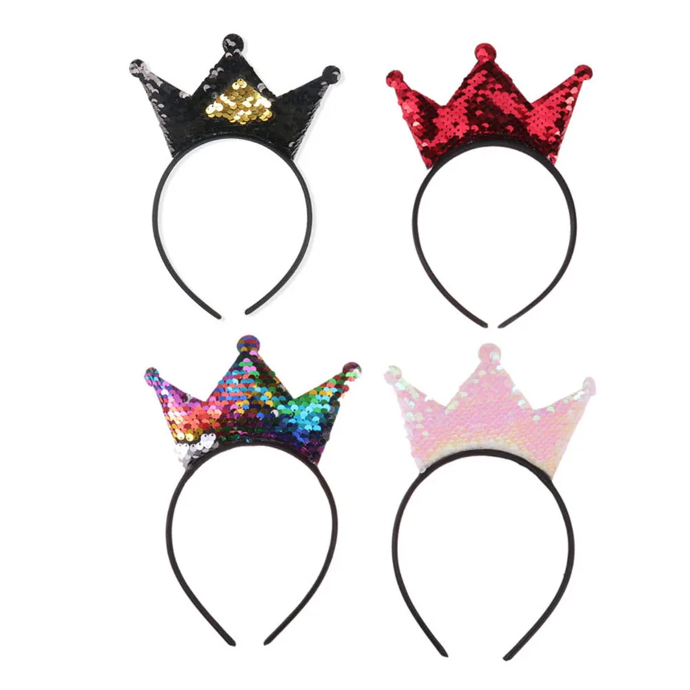 

3 Pcs Sequin Crown Headbands for Kids Girls Double Sided Lightweight Non Fading Paillette Hair Accessories Hoop Party Gift