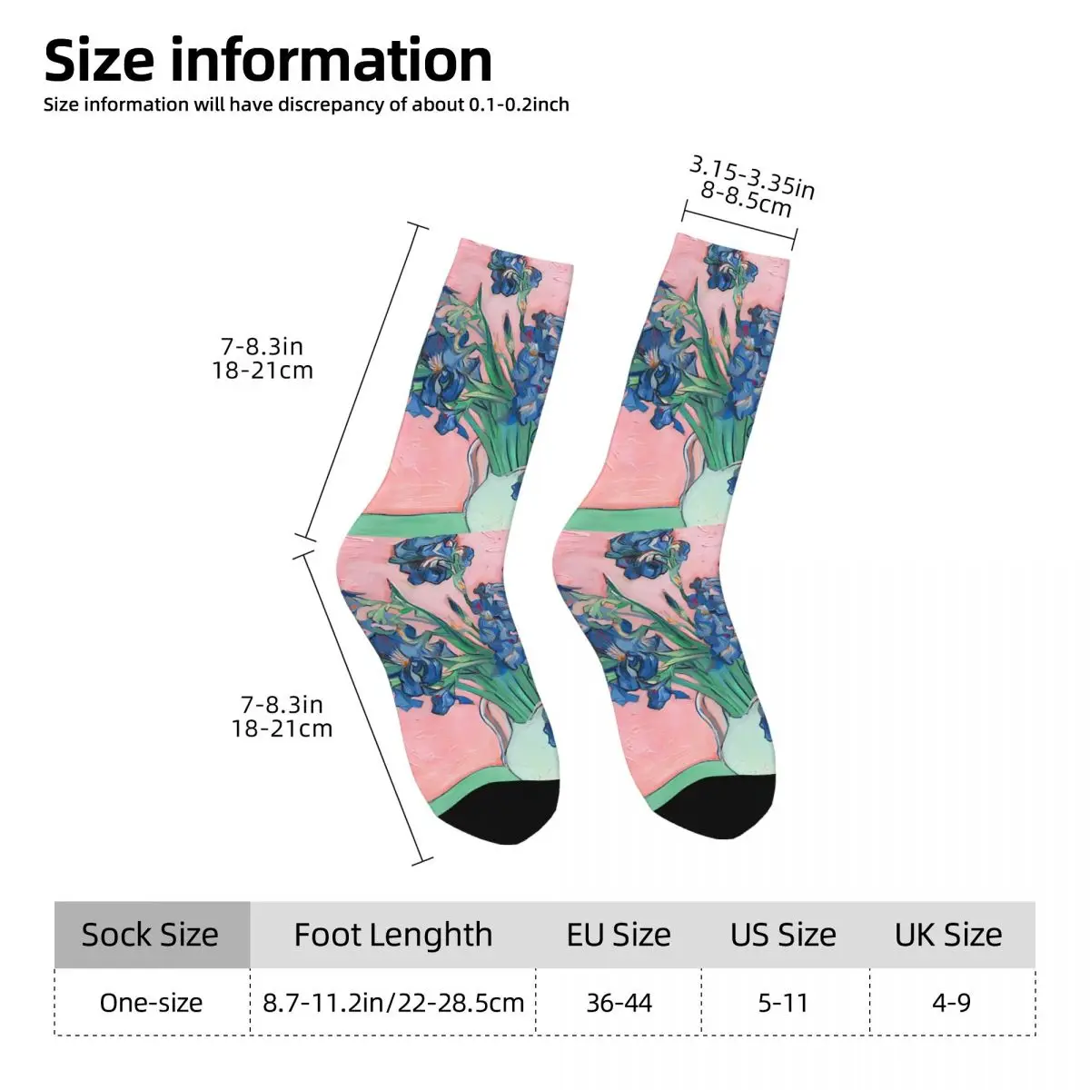 Van Gogh Starry Night Rose Sunflower Sock Printed Man Polyester