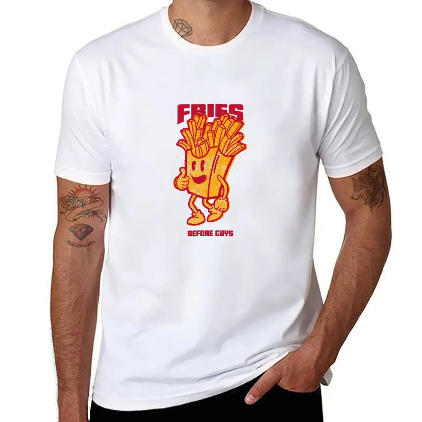

FRIES BEFORE GUYS FRIES T-SHIRT GIRL CODE T-Shirt Basic All Season Solid T-Shirt