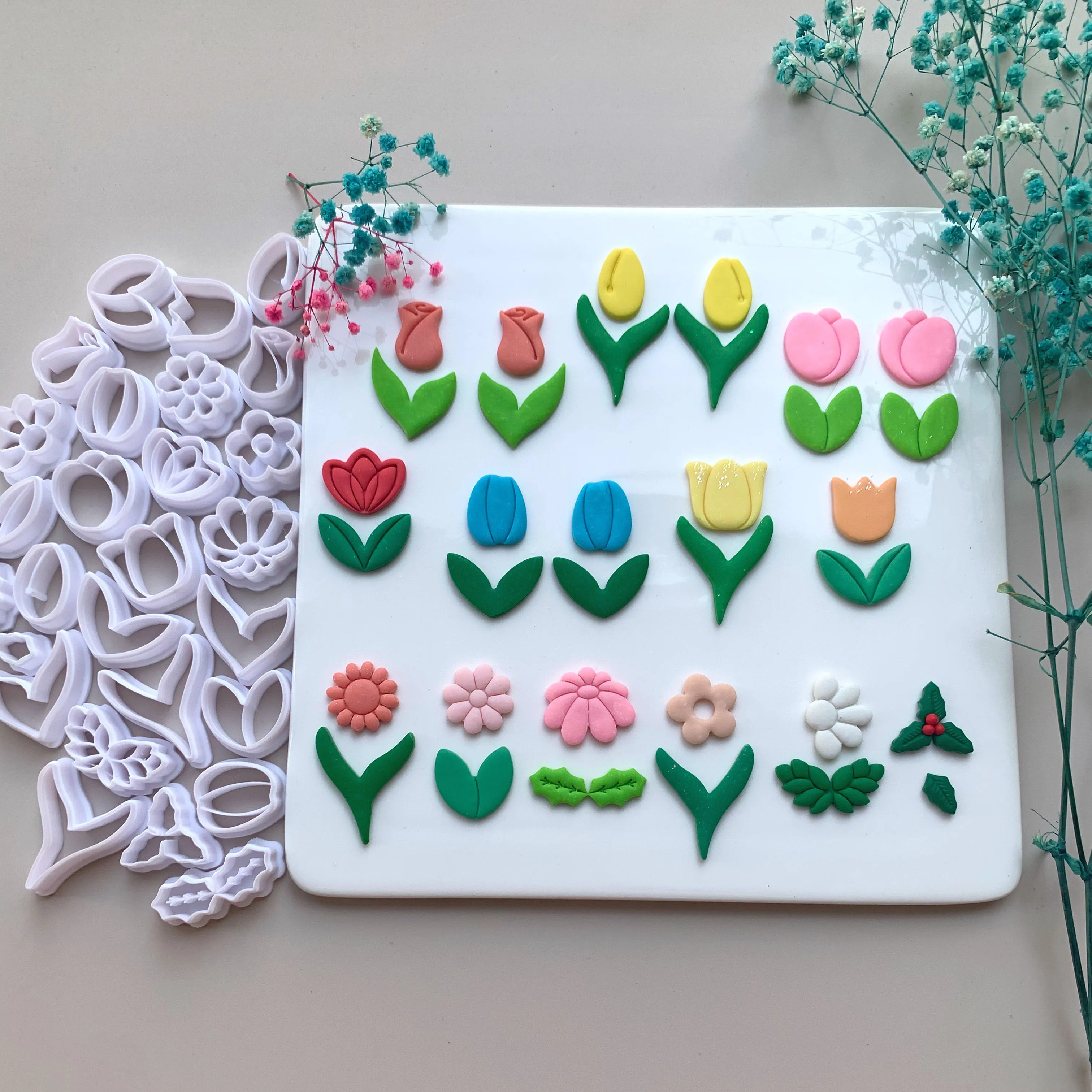 Flower Leaf Plant Series Rose/Tulip/Sunflower Shape Polymer Clay Cutter Cutting Molds For DIY Earrings Jewelry Decoration Making