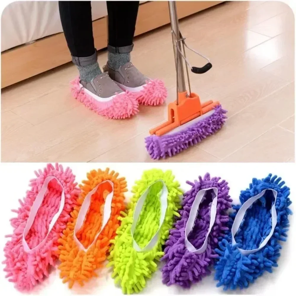 

Chenille Dust Mop Slippers Home Floor Cleaning Mopping Shoes Water Uptake Foot Socks Mop Caps MultiFunction Cleaning Shoes