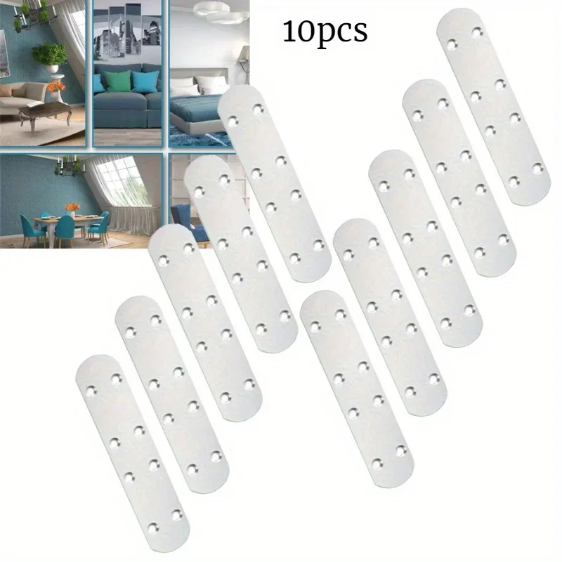 

10pcs Stainless Steel Plates for Wood Fixing Connector Fixing Brackets DIY Flat Corner Brace Plates Metal Repair Brackets