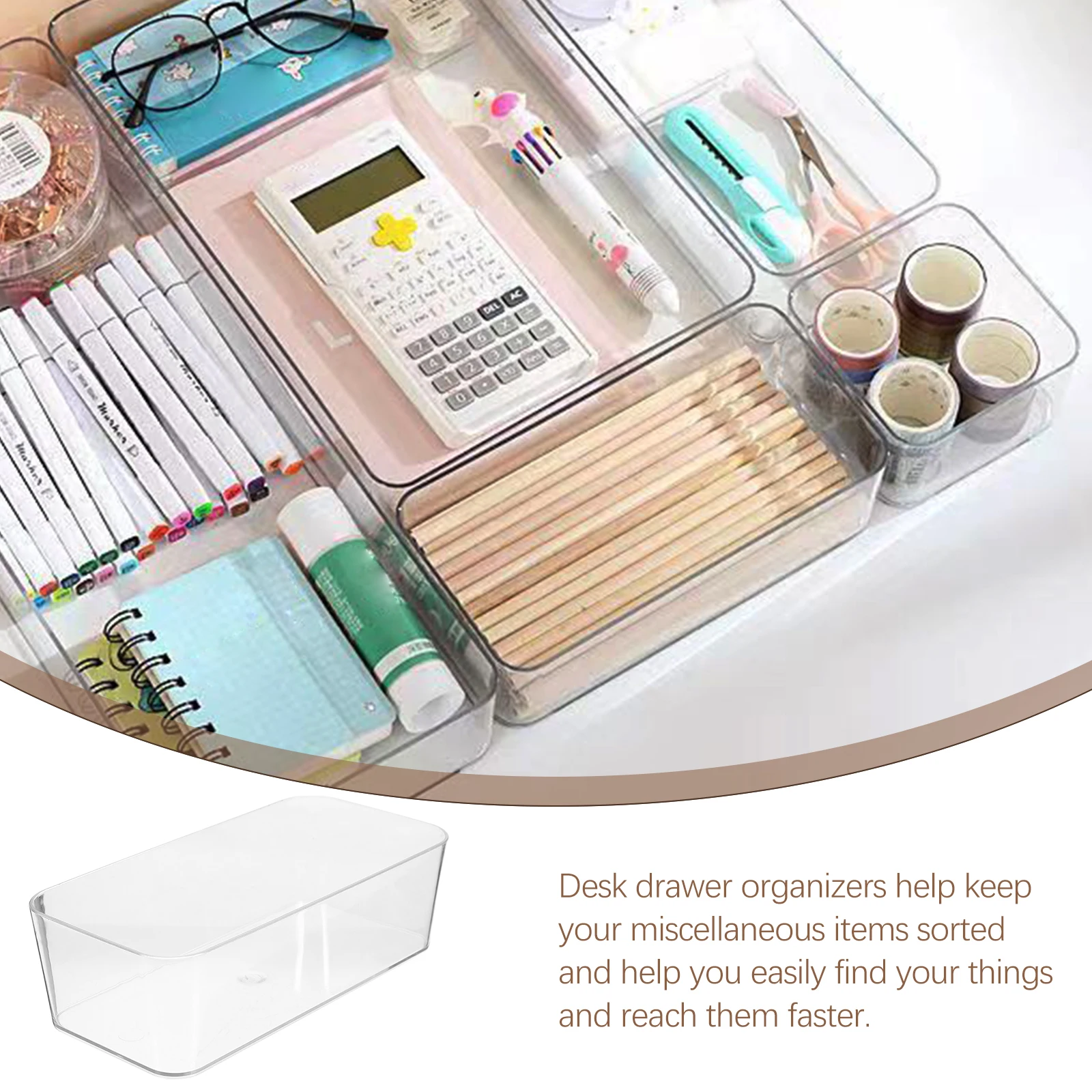

3Pcs Acrylic Drawer Organizer Bins Clear Storage Boxes for Kitchen Vanity Office Desk Organizers Makeup Stationery