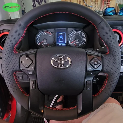 Protector de volante de cuero negro completo para Toyota 4Runner Land Cruiser Prado Tacoma Tundra Sequoia SR5 2009-2022 trenza de coche