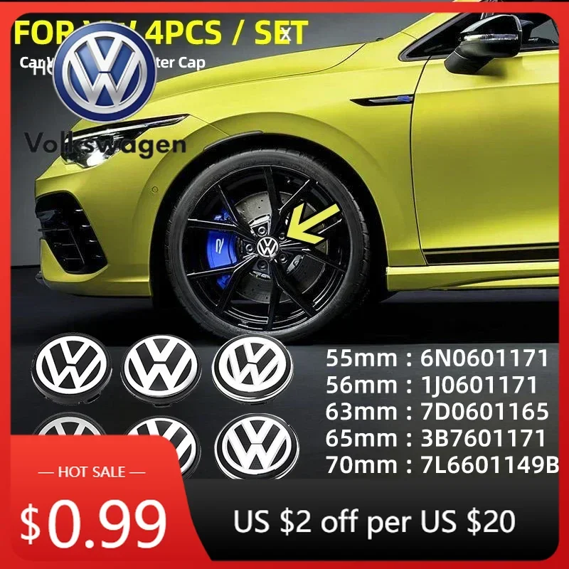 

For VOLKSWAGEN VW 4Pcs 56/65/66mm Car Wheel Center Hub Caps Cover Replacement Accessories For Volkswagen VW R GTI Golf 5 7 Caddy