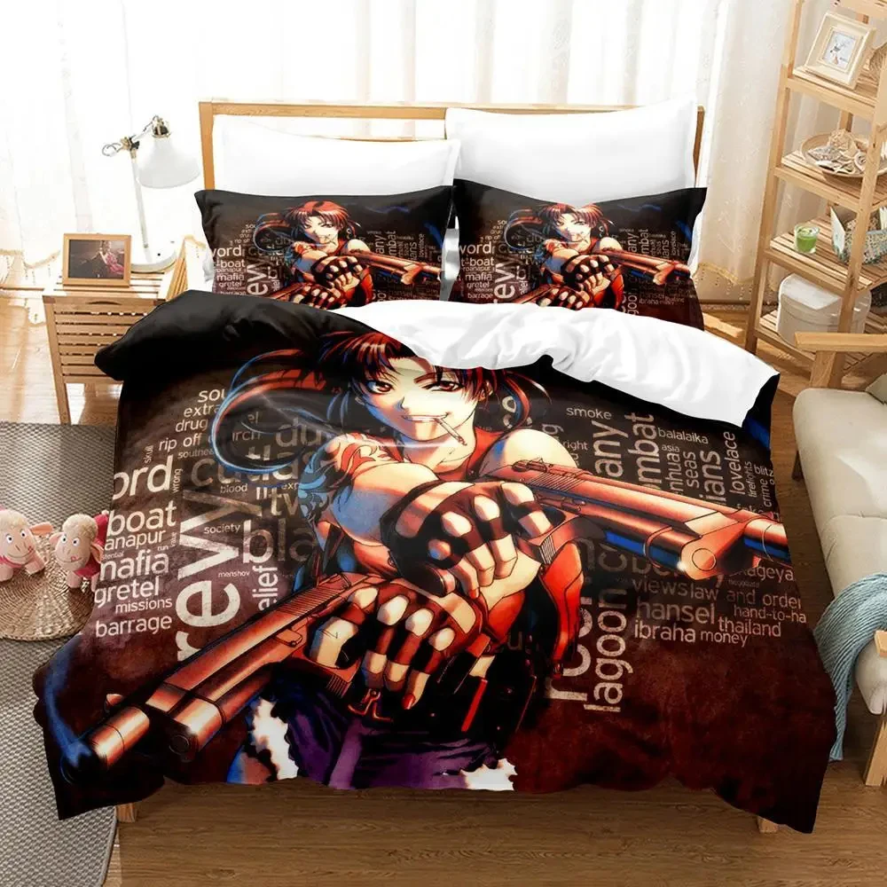 

Anime Black Lagoon Bedding Set Duvet Cover Bed Set Quilt Cover Pillowcase Comforter king Queen Size Boys Adult Bedding Set