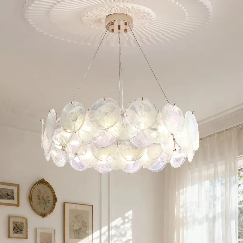Murano Glass Chandelier For Living Room Bedroom Pink White Glass Hanging Pendant Lamp For Dining Room Kitchen Lighting