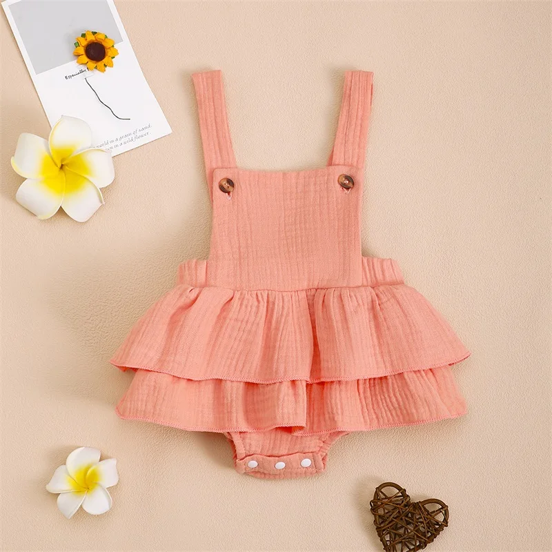 Adorable Toddler Jumpsuit Ruffle Sleeveless Romper Dress with Bowknot for Summer Beach Party or Family Outing