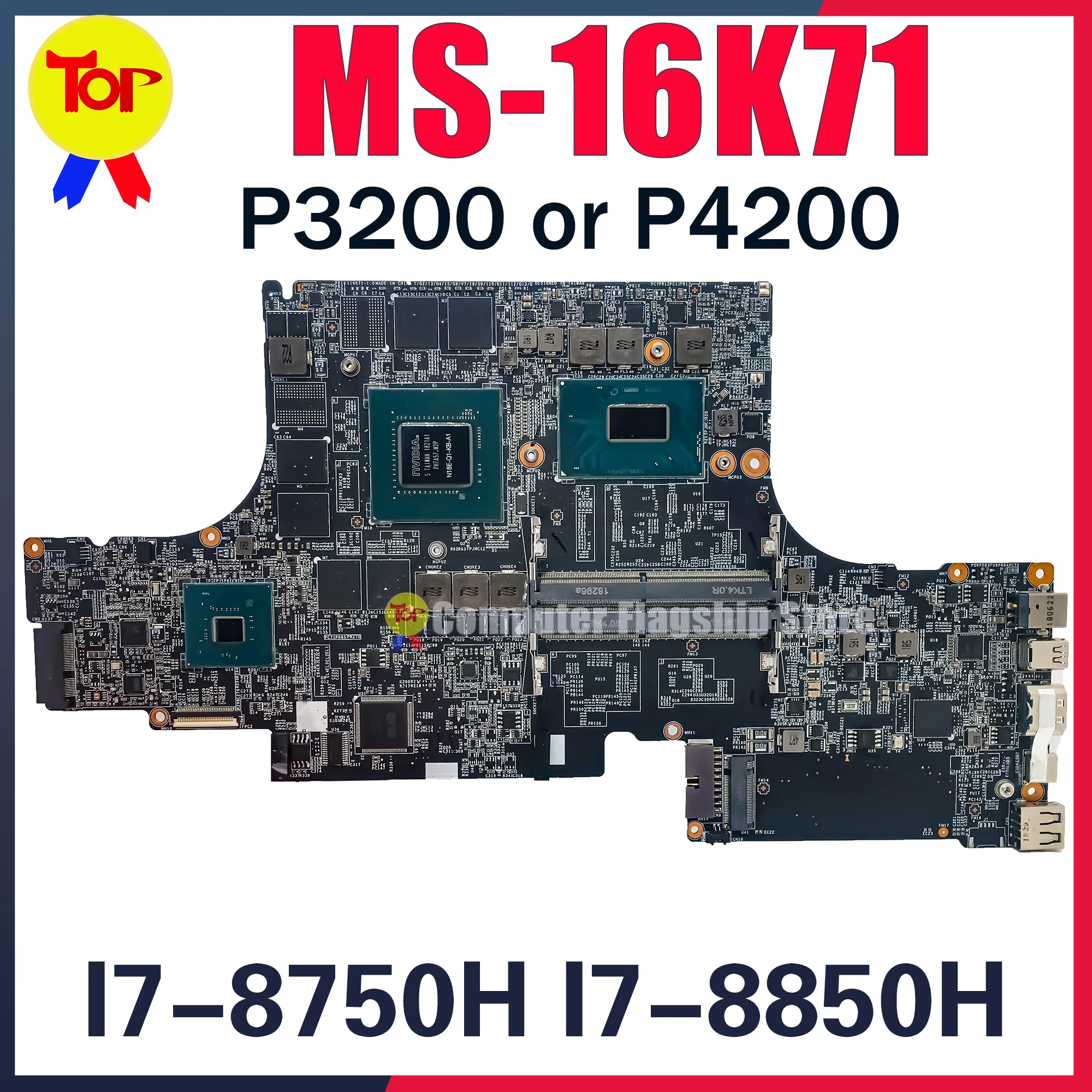 

MS-16K71 Laptop Motherboard For MSI MS-16K7 Gs63 GS73 I7-8750HQ I7-8850H P3200 P4200 Mainboard 100% Testd Fast Shipping