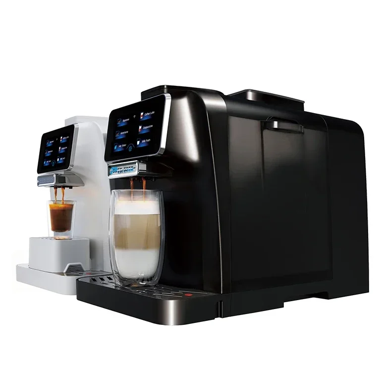 super automatic grinder coffee machine with milk cooler inside