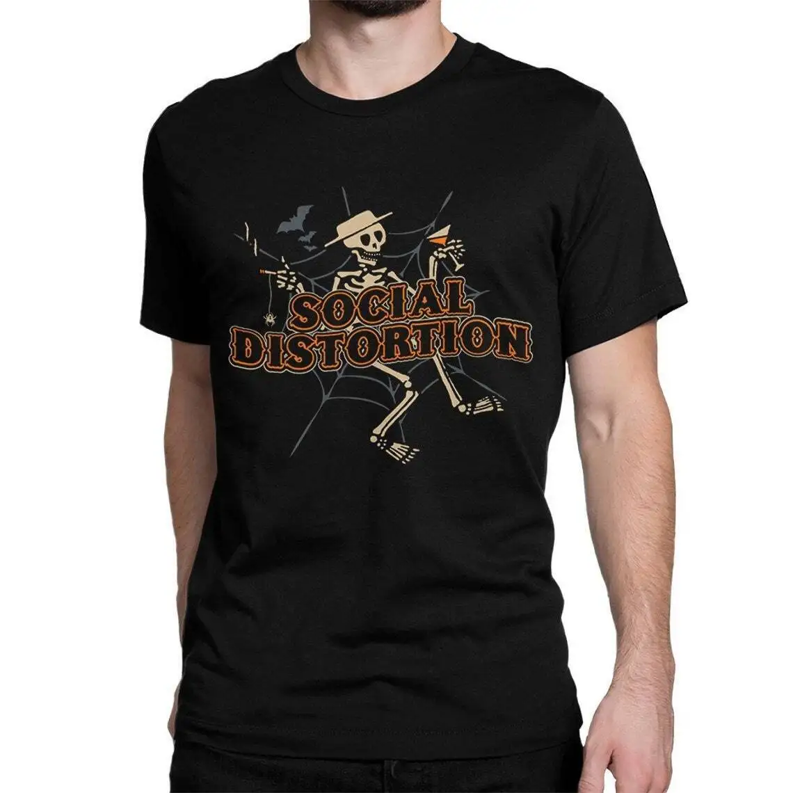 Retro Skeleton Social Distortion Black T Shirt 8H6376