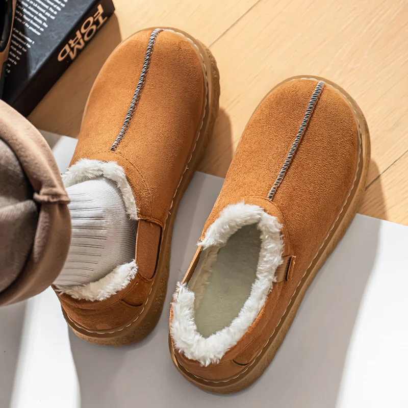 

Artificial Suede Windproof Cotton Slippers Men's Winter Hot Item Thick Soled Shoes Anti Slip Indoor Home Slippers Fashion Trend