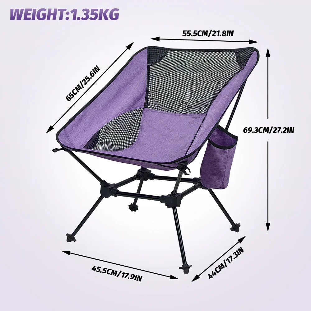 Purple Outdoor Foldable Ultralight Chair Beach Camping Wilderness Fishing Chair Low Back