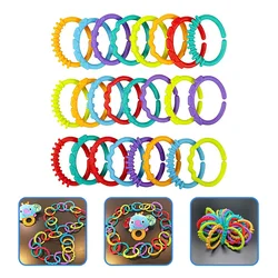 24Pcs Baby Links Toy Grabbing Connecting Ring Toys Stroller Hanging Plastic Crib Rings Baby'S Hand Grasping Ring Hanging Door