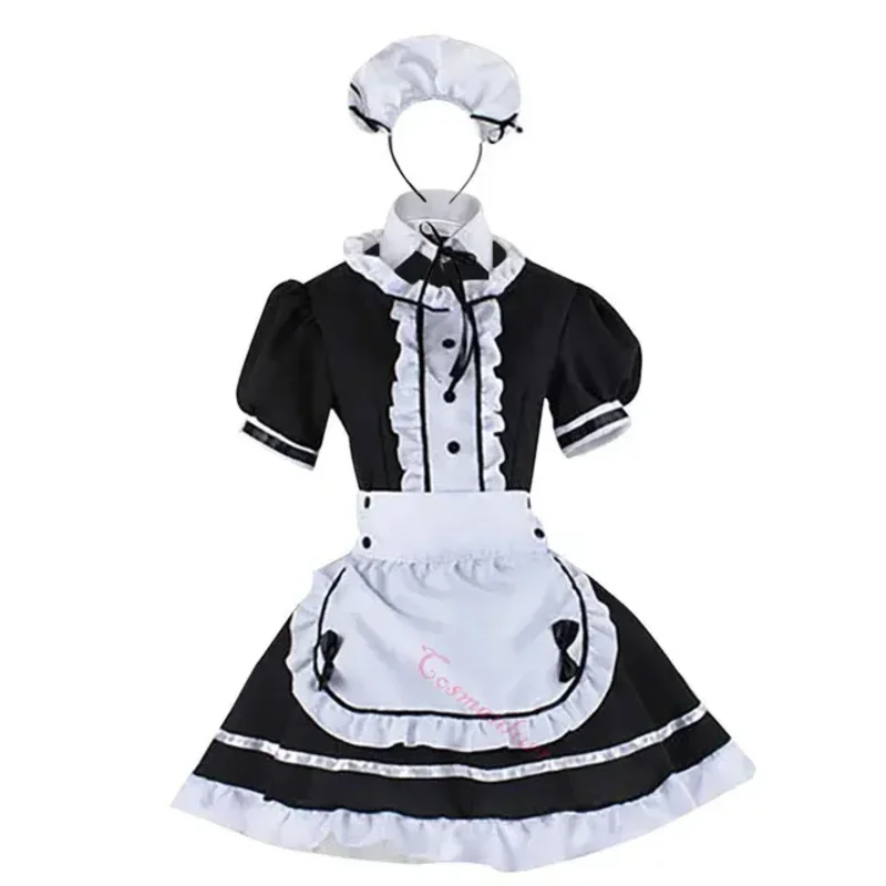 Anime Cosplay French apron maid dress Halloween makeup cosplay costume }