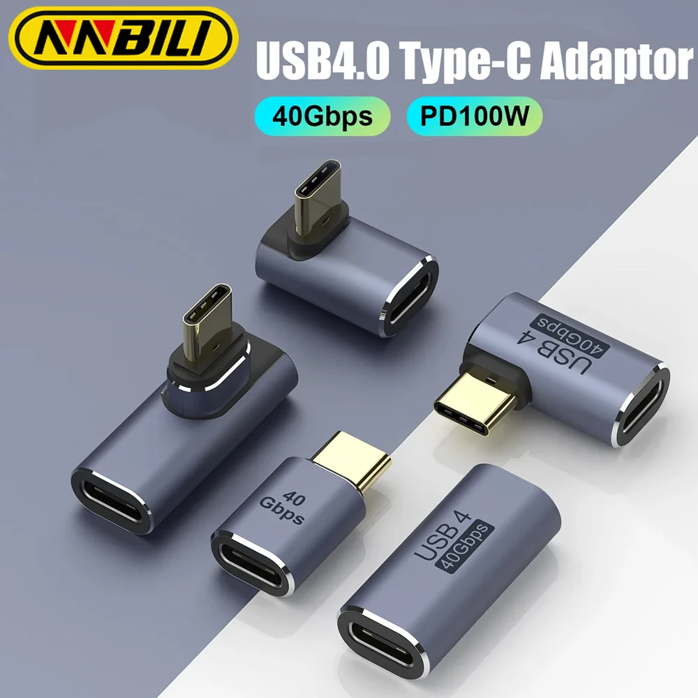 NNBILI USB 4.0 PD 100W 8K 60Hz Charger Connector for 40Gbps High Speed USB C OTG U-Shape Straight Angle Male to Female Adapter