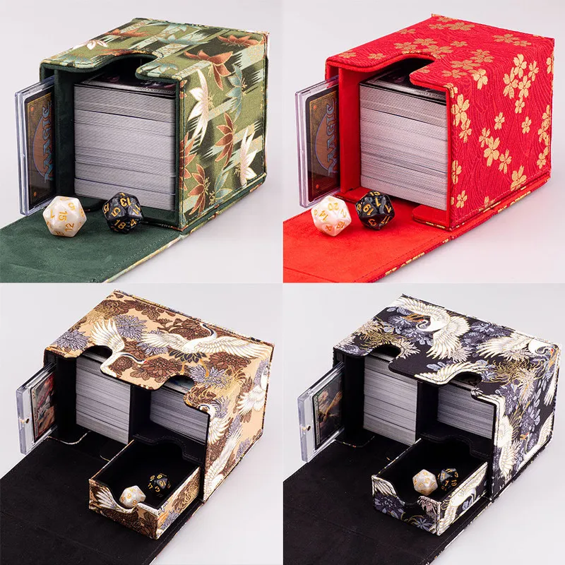 トレーディングカードデッキボックス-日本波金箔ブロケード-mtgコマンダー-ポケモン-遊戯王対応-ウィンドウデザイン-カード収納