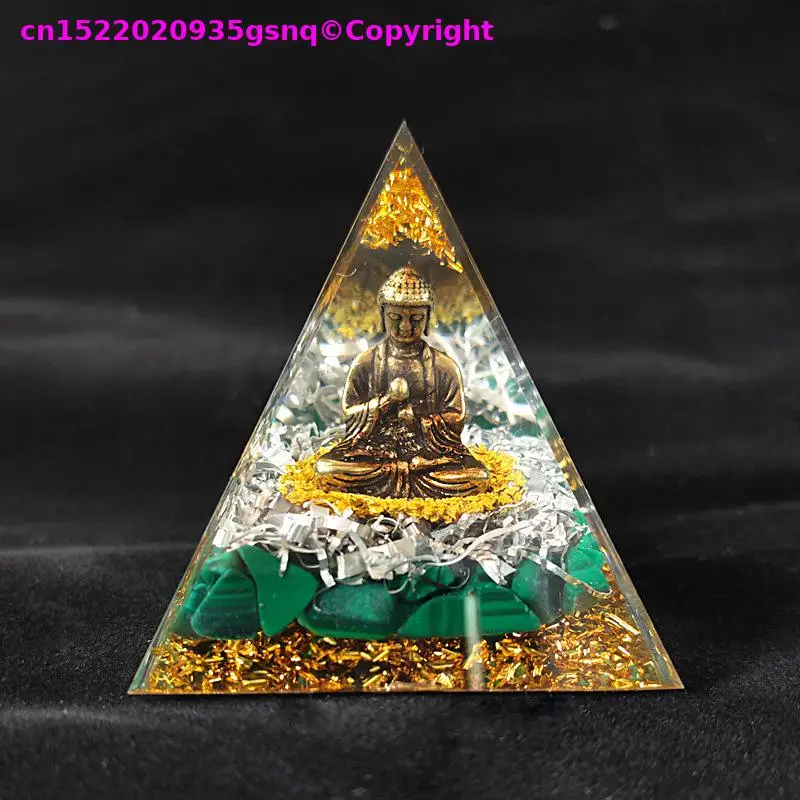 Asia Thailand Exorcism ornament Exquisite crystal Buddha statue Deity Mandala Pyramid Buddhist altar family monk worship