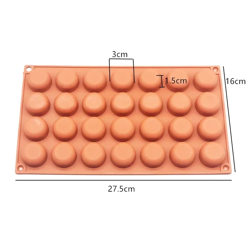 Molde de silicona de forma redonda oblato, herramientas de pastelería, moldes para hornear, postres, magdalenas, Chocolate, pudín, 28 cavidades